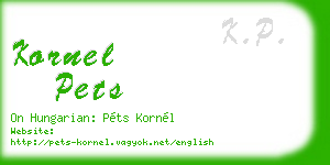 kornel pets business card
